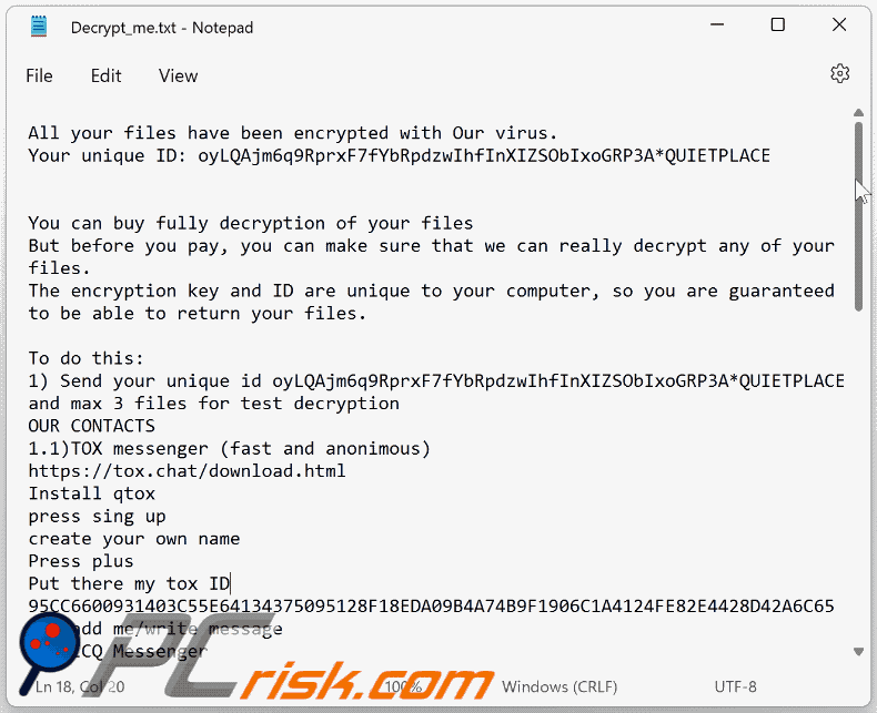 Mimic ransomware losgeldnota na (Decrypt_me.txt) GIF