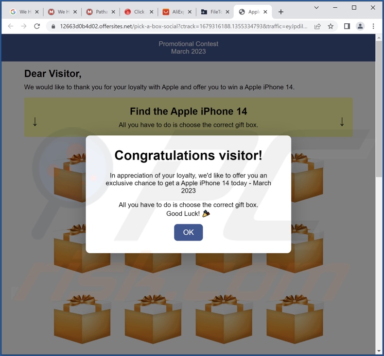 Another variant of the Apple iPhone 14 Winner scam