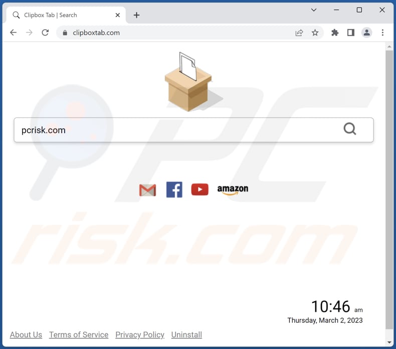 Clipbox Tab browser hijacker uiterlijk van clipboxtab.com