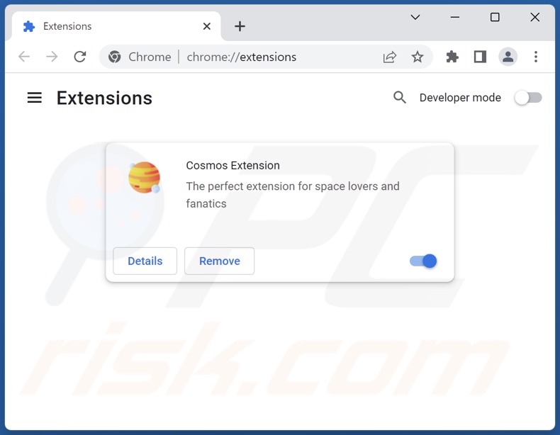 Aan cosmoextension.com gerelateerde Google Chrome-extensies verwijderen