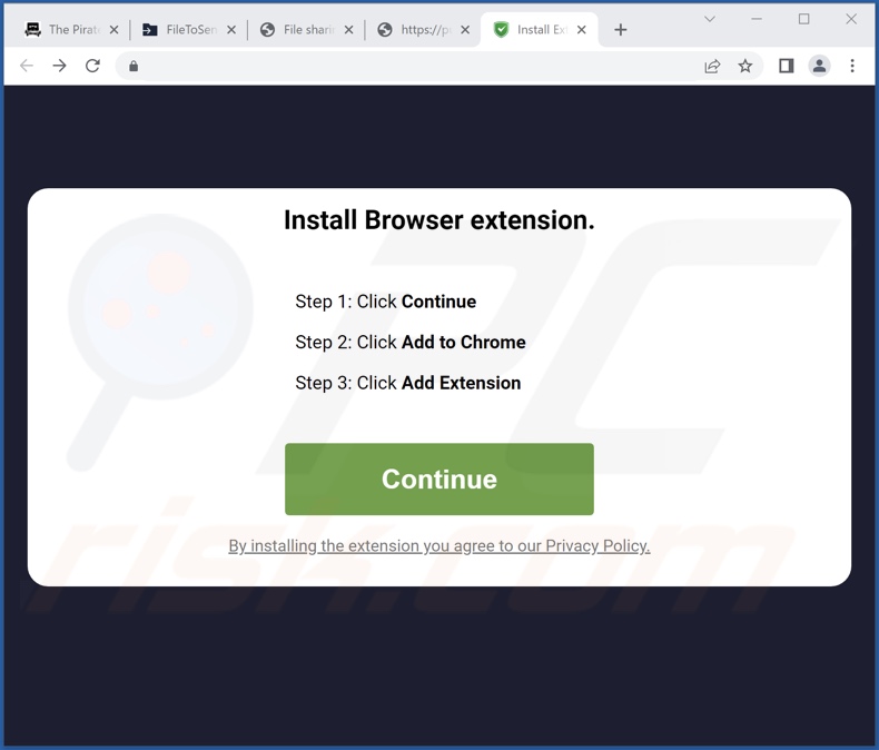 Website gebruikt om te promoten Cosmos Extension browser hijacker