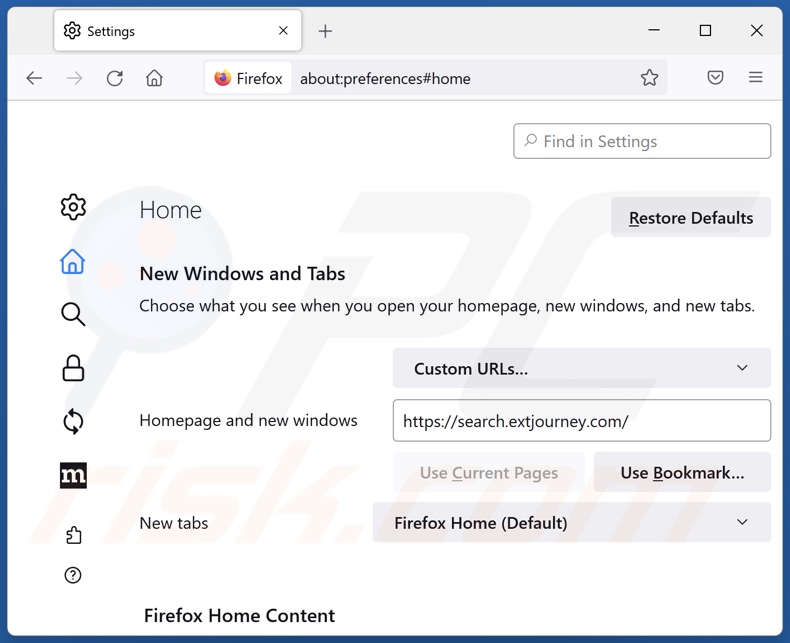 COVID-dashboard verwijderen van de startpagina van Mozilla Firefox