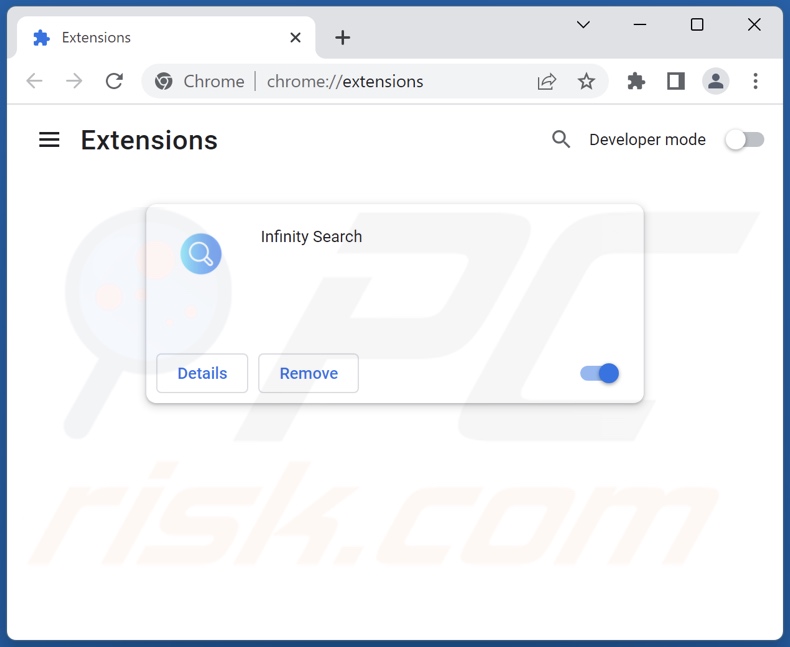 Aan search.infinity-searches.com gerelateerde Google Chrome-extensies verwijderen