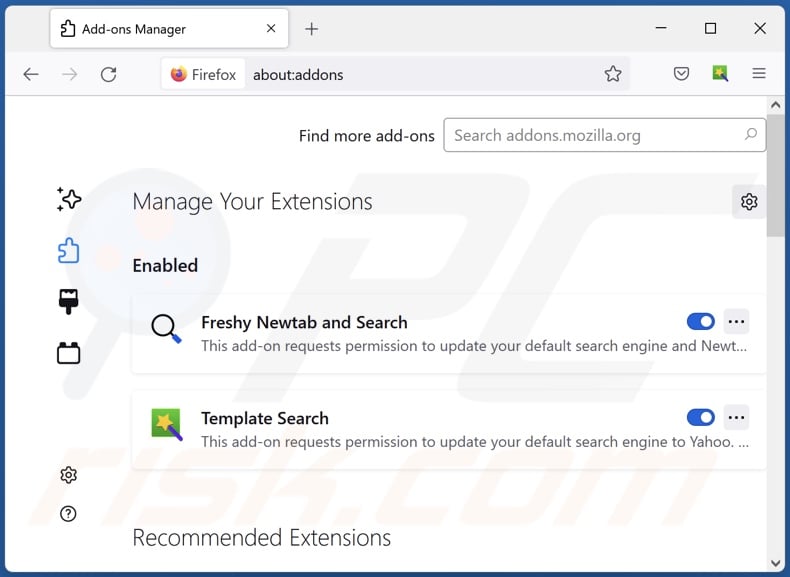 Aan search.infinity-searches.com gerelateerde Mozilla Firefox-extensies verwijderen