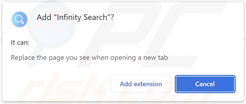 Infinity Search browser hijacker toestemming vragen
