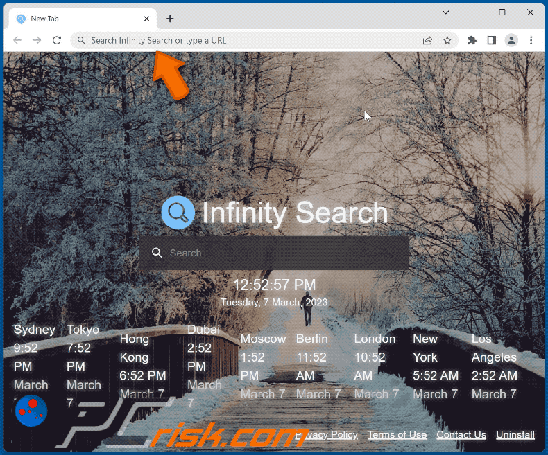 Infinity Search browser hijacker omleiden naar Bing (GIF)