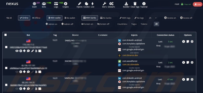 Nexus banking trojan admin panel