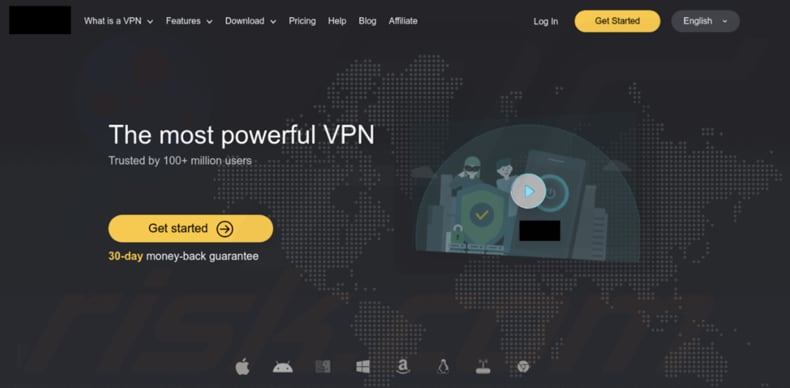 OpcJacker malware nep-VPN-downloadwebsite die OpcJacker verspreidt (bron: trendmicro.com)