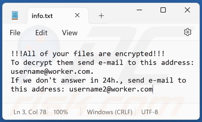 Usr ransomware text file (info.txt)