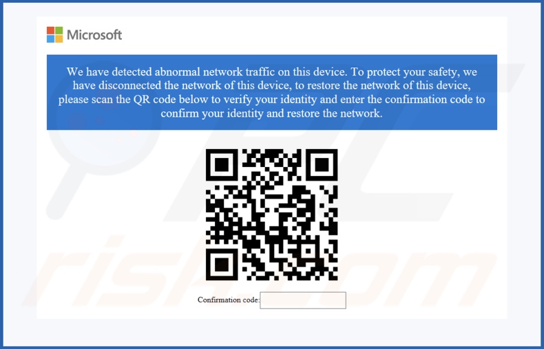 Abnormal Network Traffic On This Device scam pop-up