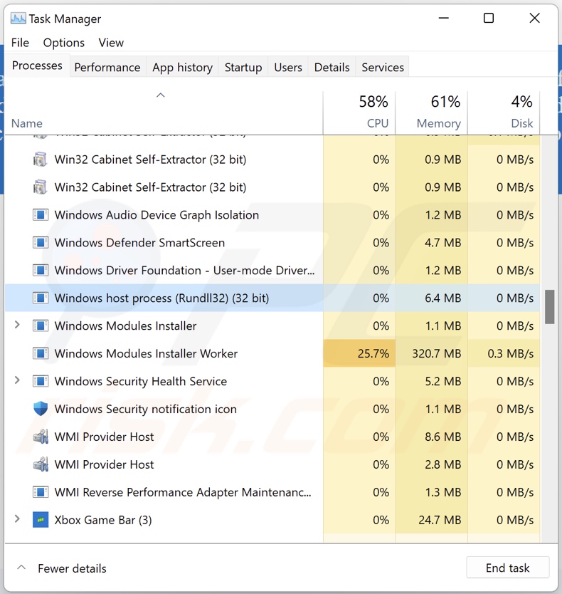 De verschijning van Abnormal Network Traffic On This Device pop-up in Task Manager