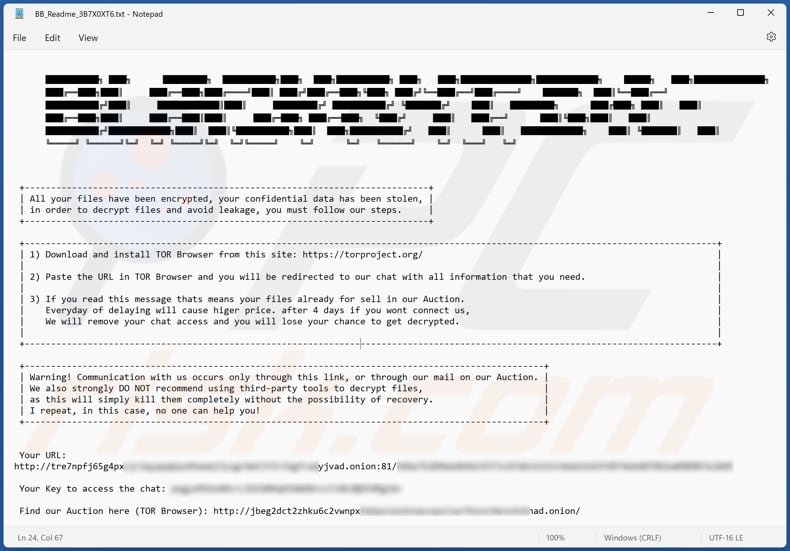 BlackByteNT ransomware tekstbestand (BB_Readme_3B7X0XT6.txt)