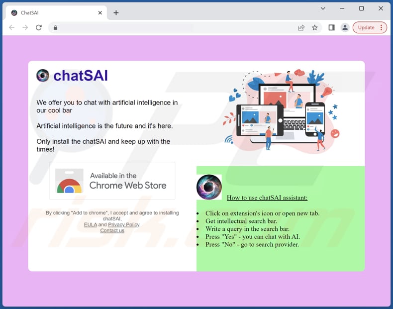 Website gebruikt om te promoten ChatSAI browser hijacker