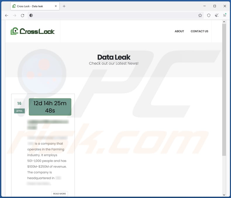 Crosslock ransomware site voor het lekken van gegevens