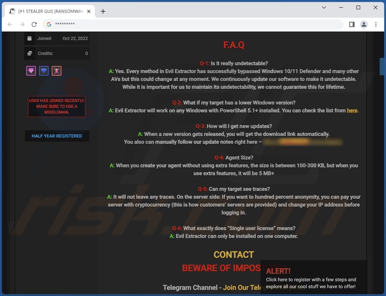 Evil Extractor malware hacker forum