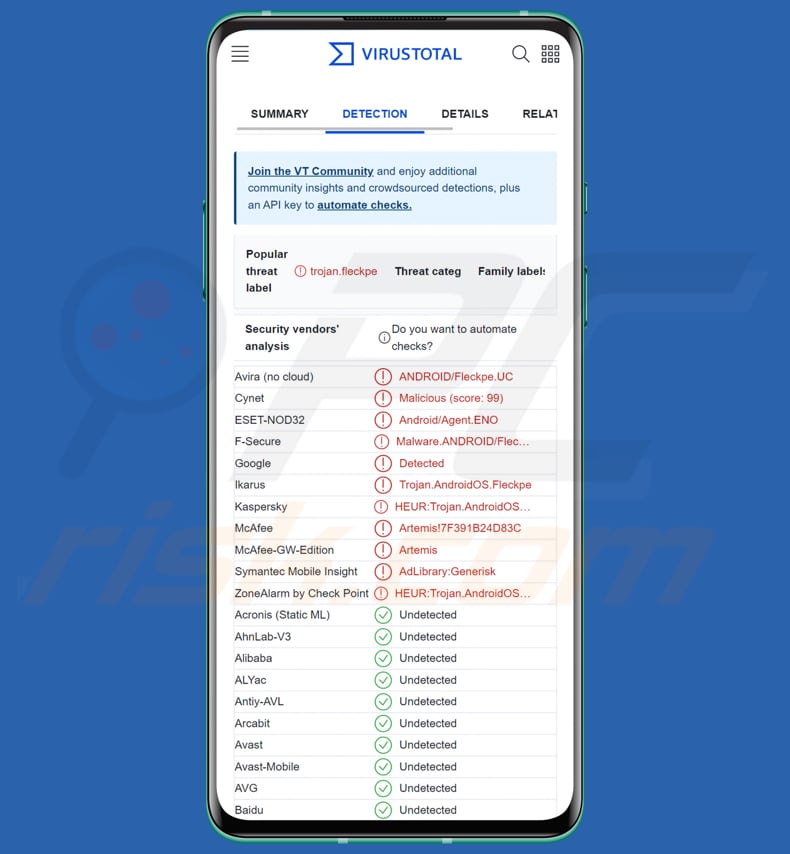 Fleckpe Android malware