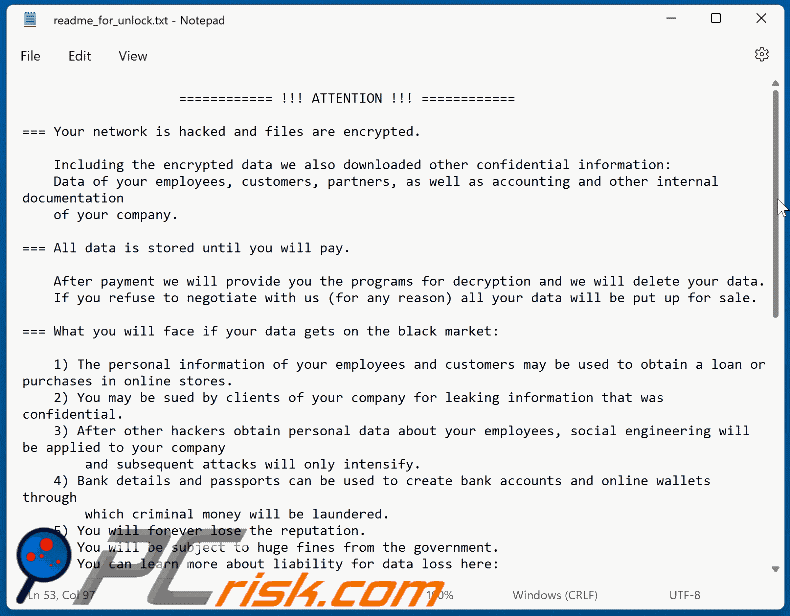 crYptA3 ransomware losgeld brief (readme_for_unlock.txt)