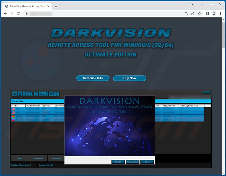 Website gebruikt om te promoten DarkVision RAT
