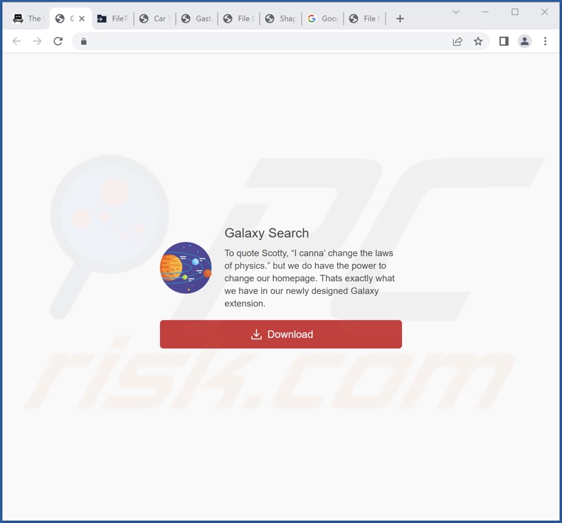 Website gebruikt om te promoten Galaxy Search browser hijacker