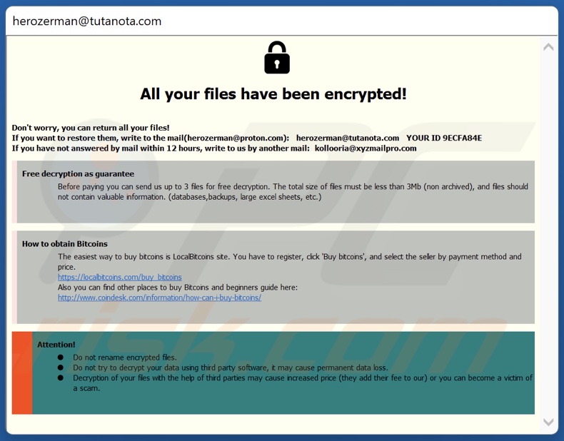 H3r ransomware losgeldnota (pop-upvenster)