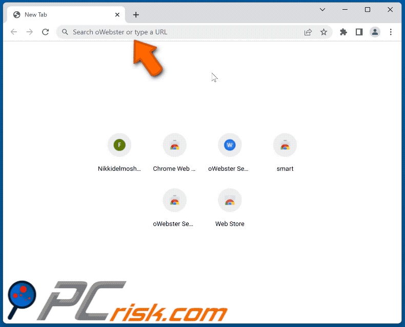 oWebster Search browser hijacker omleiden naar Bing (GIF)