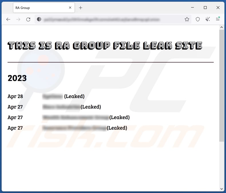 RA Group's datalekkende website