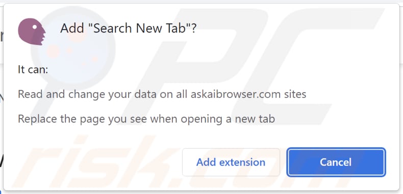 Search New Tab browser hijacker toestemming vragen