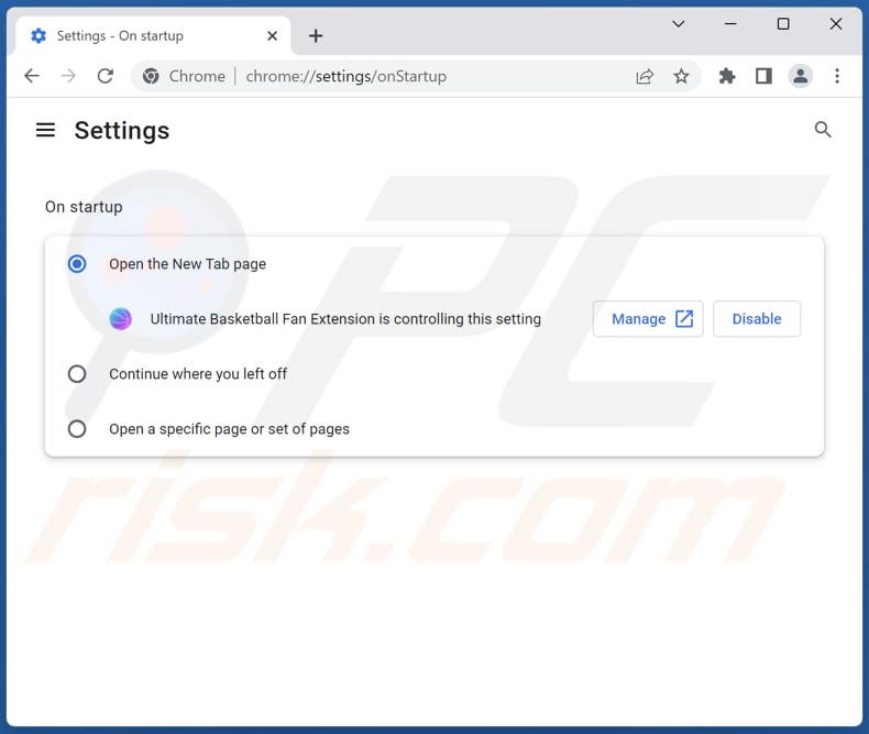 Search.basketball-fan.com verwijderen uit de startpagina van Google Chrome