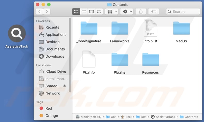 Assistive Task adware installatiemap