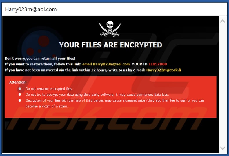 NBR ransomware pop-up venster