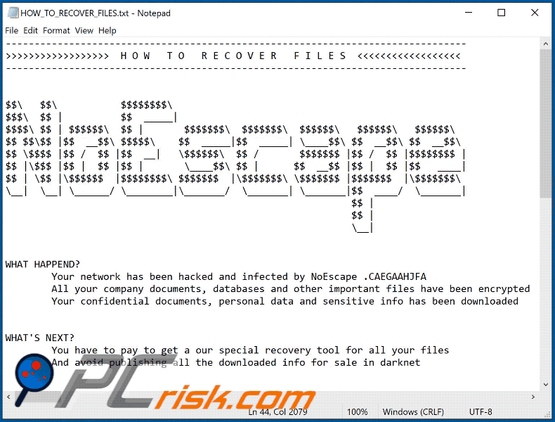 NoEscape ransomware losgeld brief HOW_TO_RECOVER_FILES.txt gif