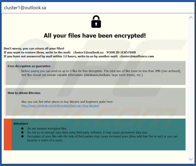 Thx ransomware losgeld brief