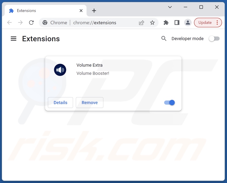 Aan masterofvolume.com gerelateerde Google Chrome-extensies verwijderen
