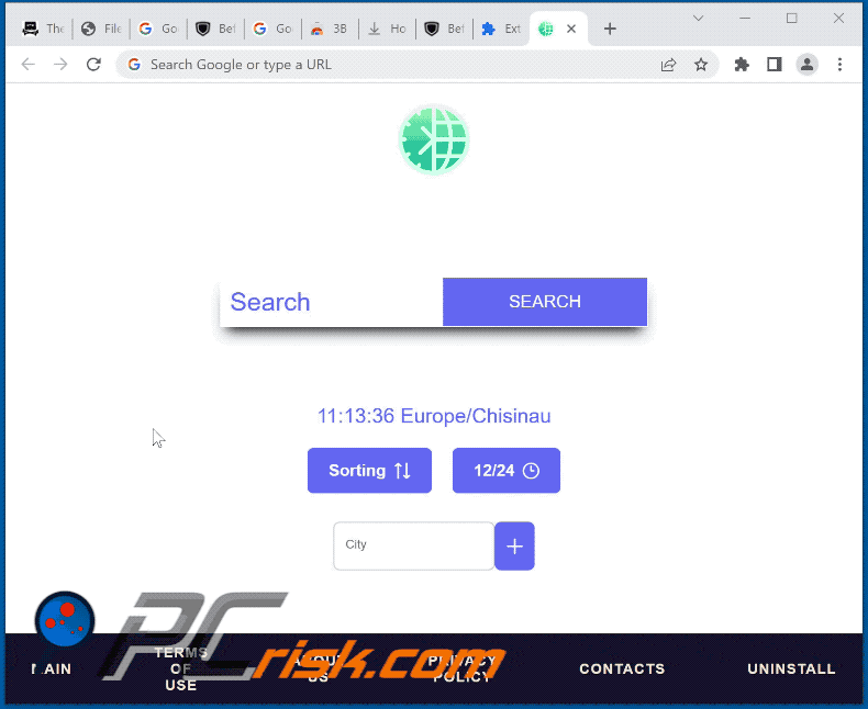 Wingman Clock browser hijacker uiterlijk