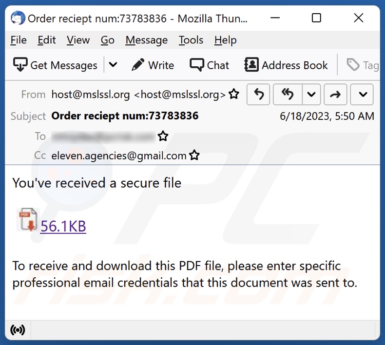 You've Received A Secure File email spam campaigne