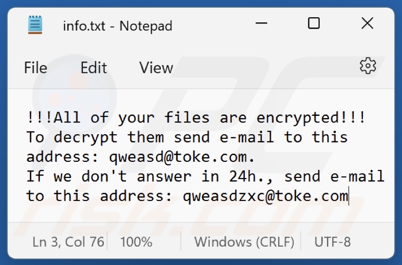 2QZ3 ransomware tekstbestand (info.txt)