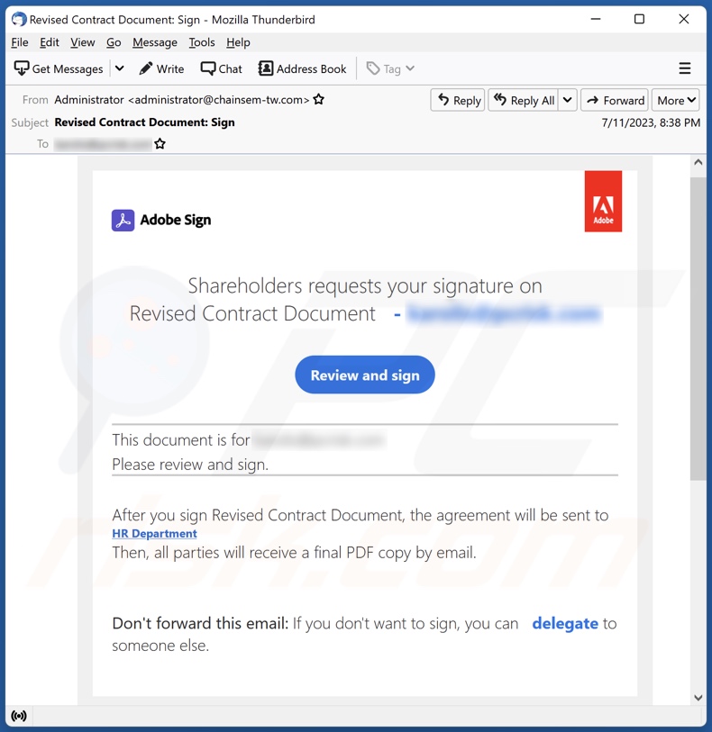 Adobe Sign spam e-mailcampagne