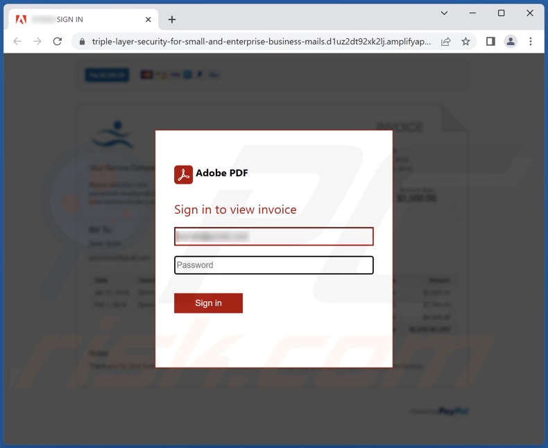 Adobe Sign-zwendelmail promoot phishingsite