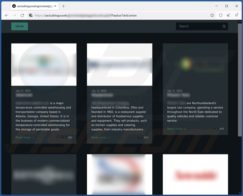 Cactus ransomware site voor het lekken van gegevens