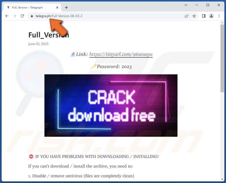CustomerLoader malware gepromoot op een valse downloadsite voor cracksoftware