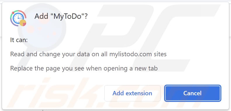 MyToDo browser hijacker toestemming vragen