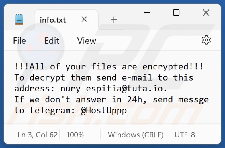 NURRI ransomware losgeld brief (info.txt)