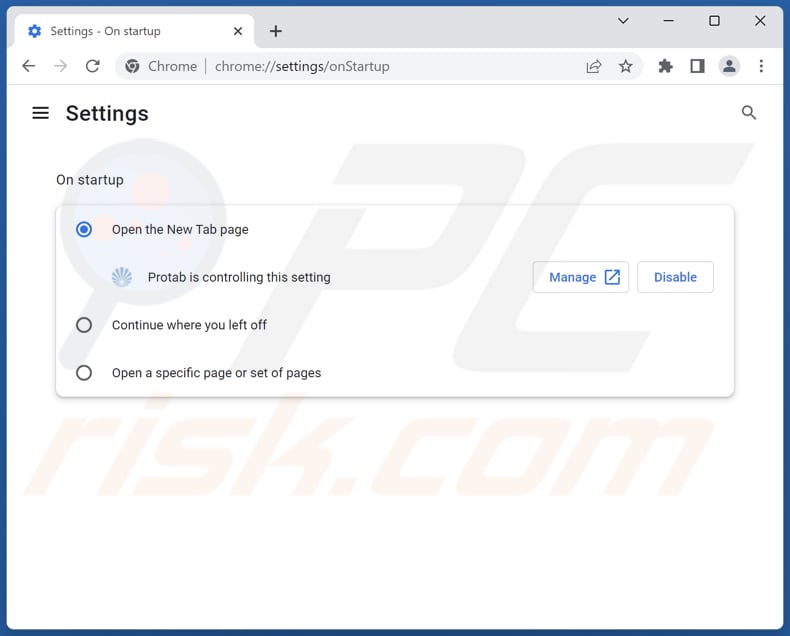 Search.protab.me verwijderen van de startpagina van Google Chrome