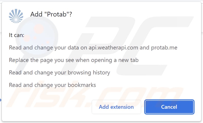 Protab browser hijacker toestemming vragen