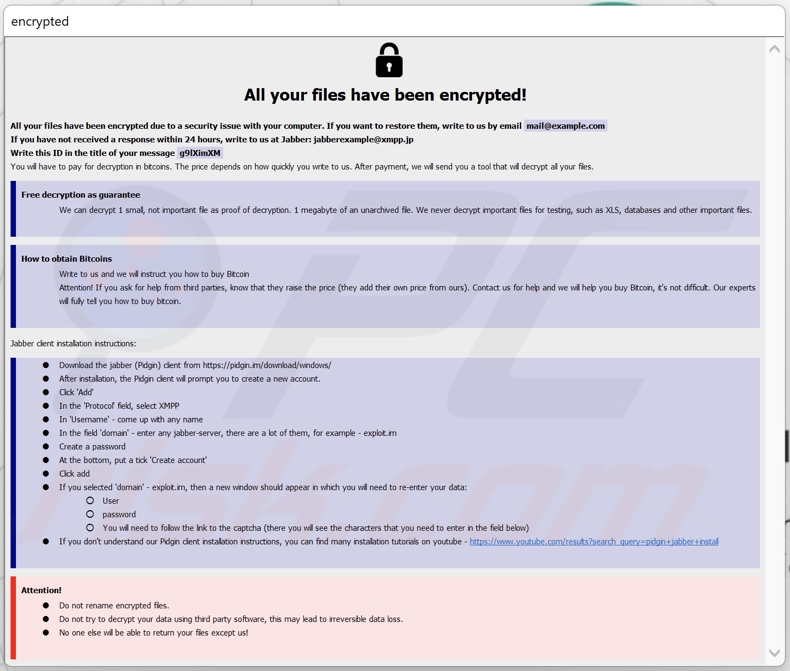 SophosEncrypt ransomware losgeld brief (information.hta)
