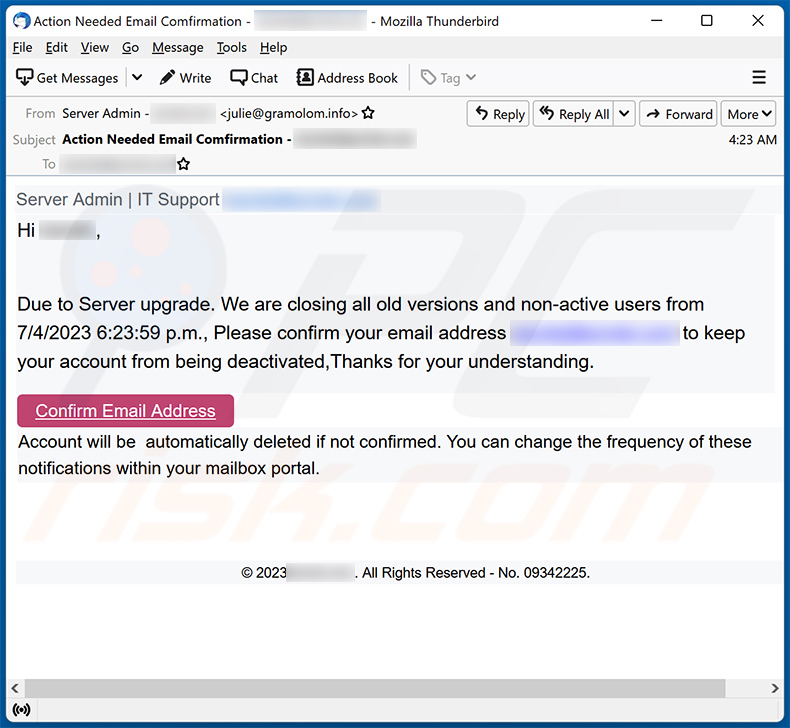 We Are Closing All Old Versions Of Email oplichterij (2023-07-05)