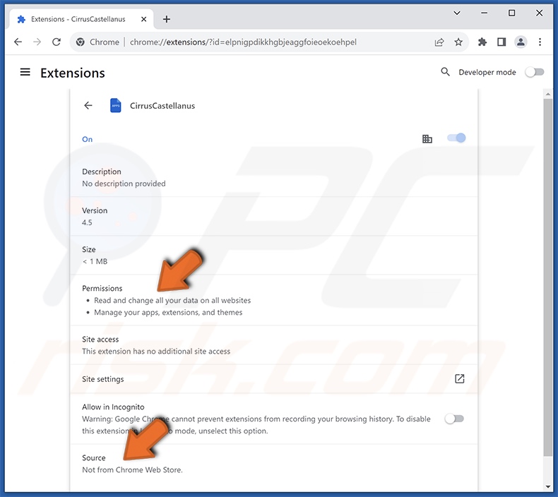 Detailinformatie over CirrusCastellanus browserextensie