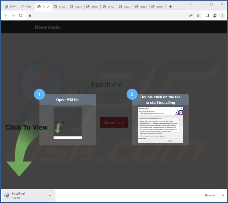Website die Designer-adware promoot