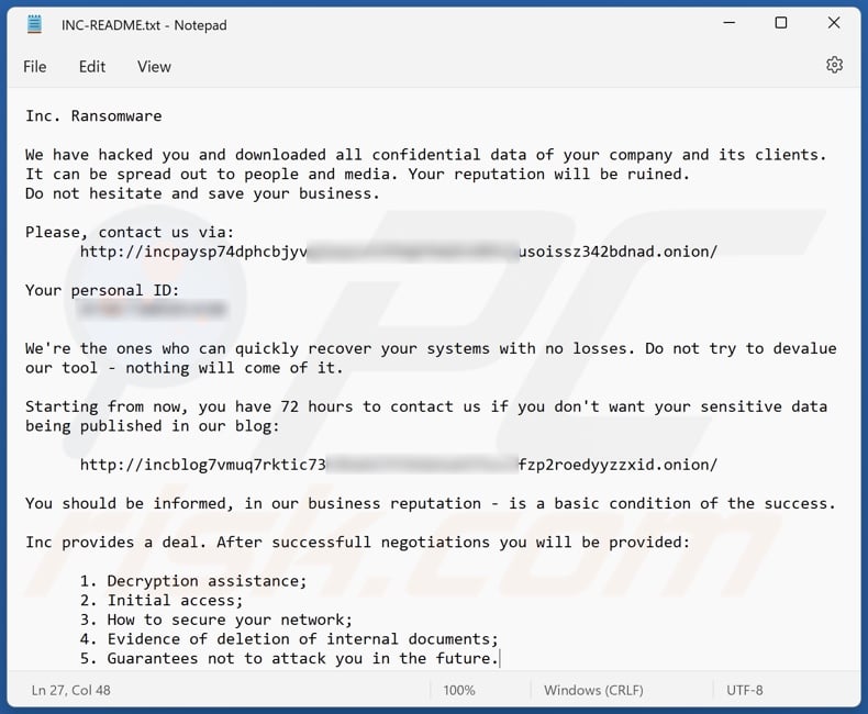 INC ransomware tekstbestand (INC-README.txt)