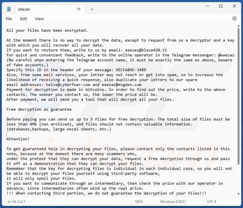 Kmrox ransomware tekstbestand (info.txt)